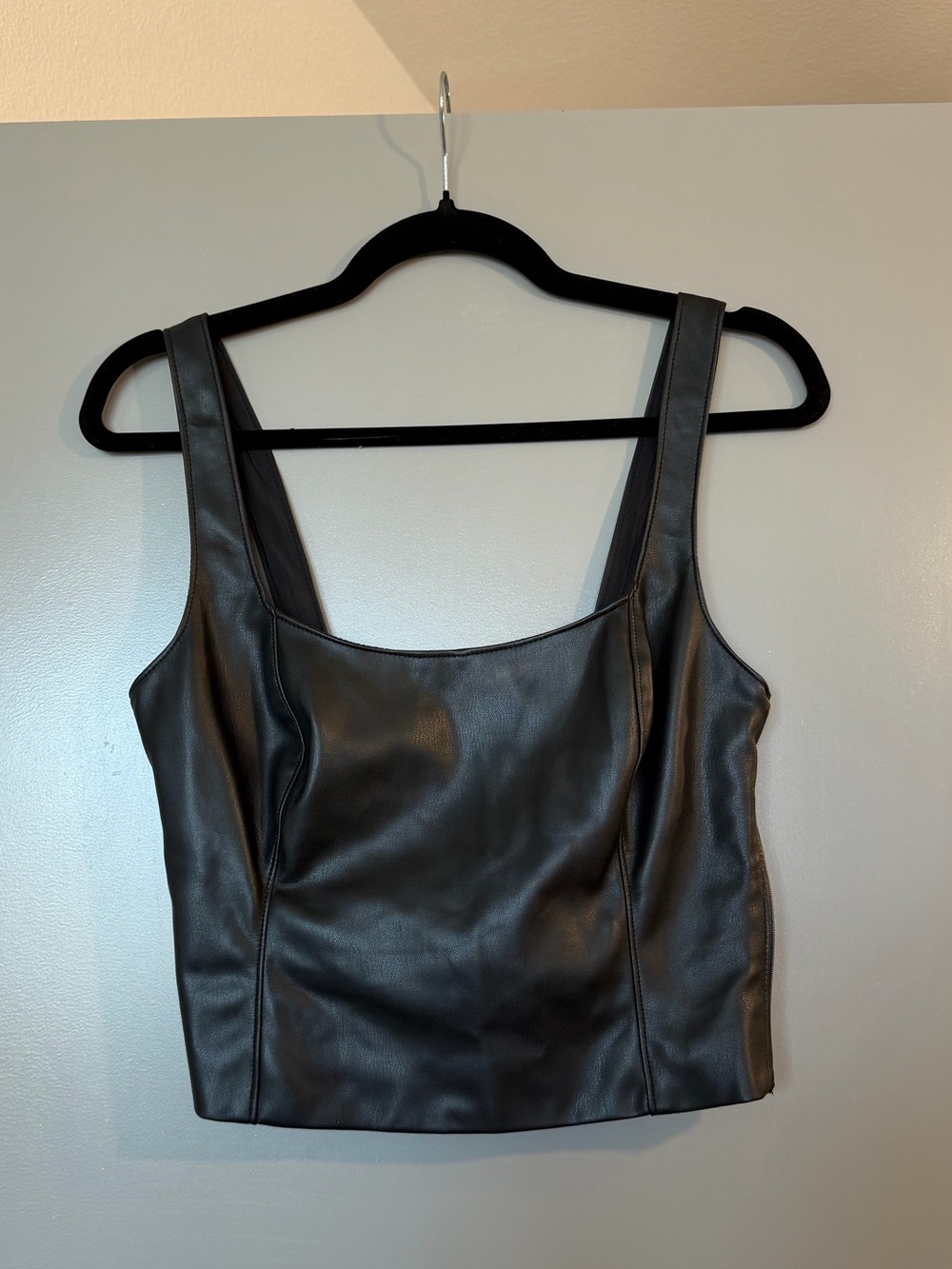 Abercrombie & Fitch Black Faux Leather Crop Tank
